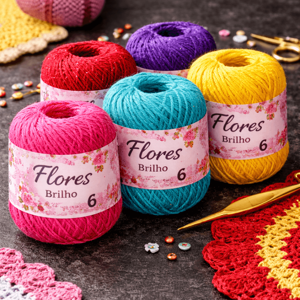 Imagem 4 Barbante Flores Brilho Nº 6
