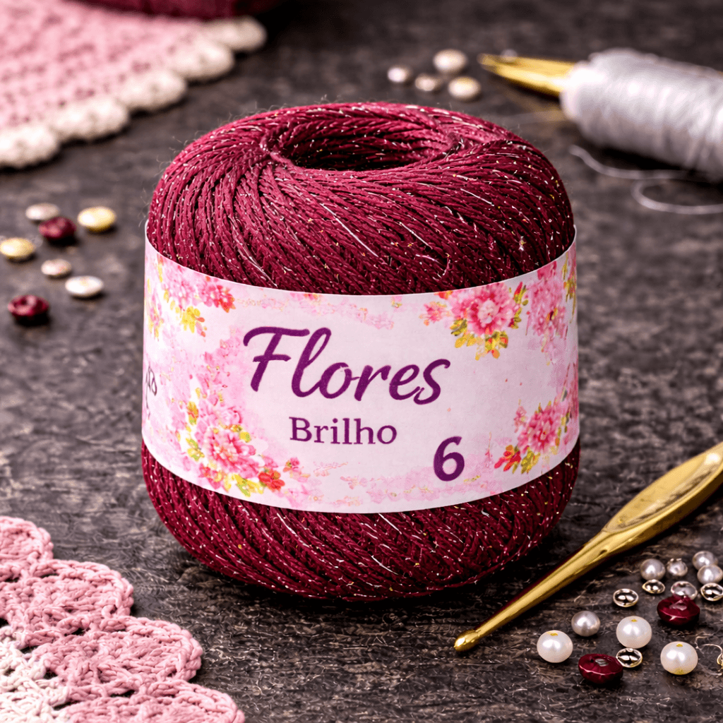 Imagem 2 Barbante Flores Brilho Nº 6