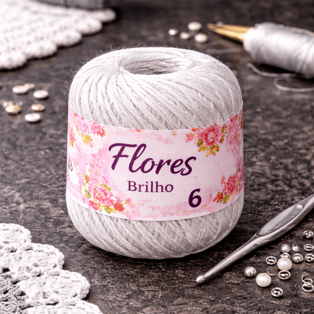 Imagem 1 Barbante Flores Brilho Nº 6