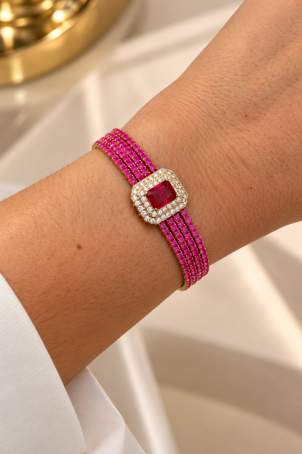 Imagem Pulseira pink cravejada 
