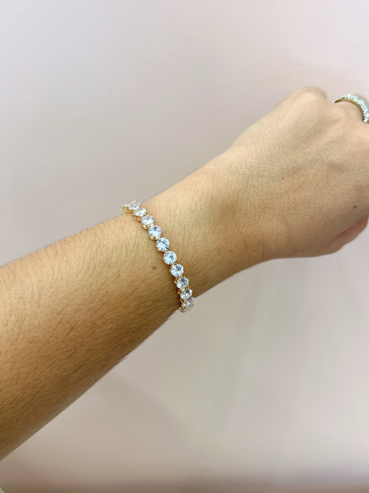 Imagem Bracelete mola strass dourado 