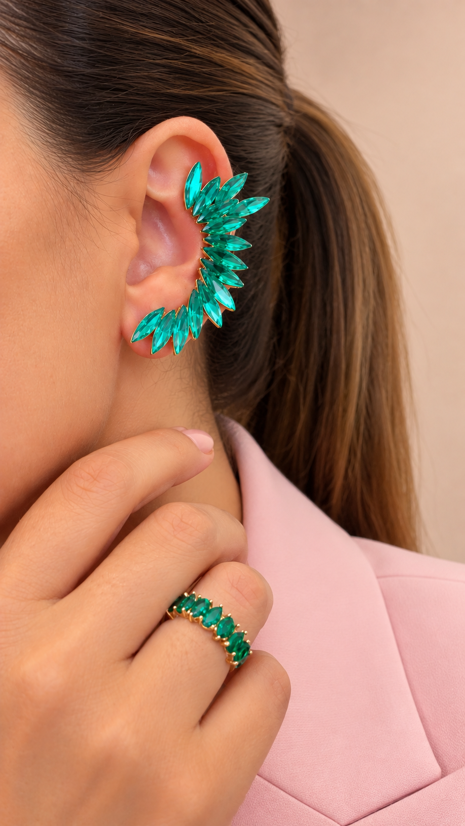 Imagem Brinco ear Cuff verde