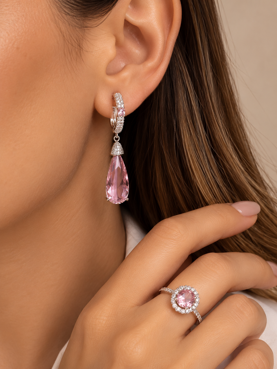 Imagem Argola prata rosa Semijoia 