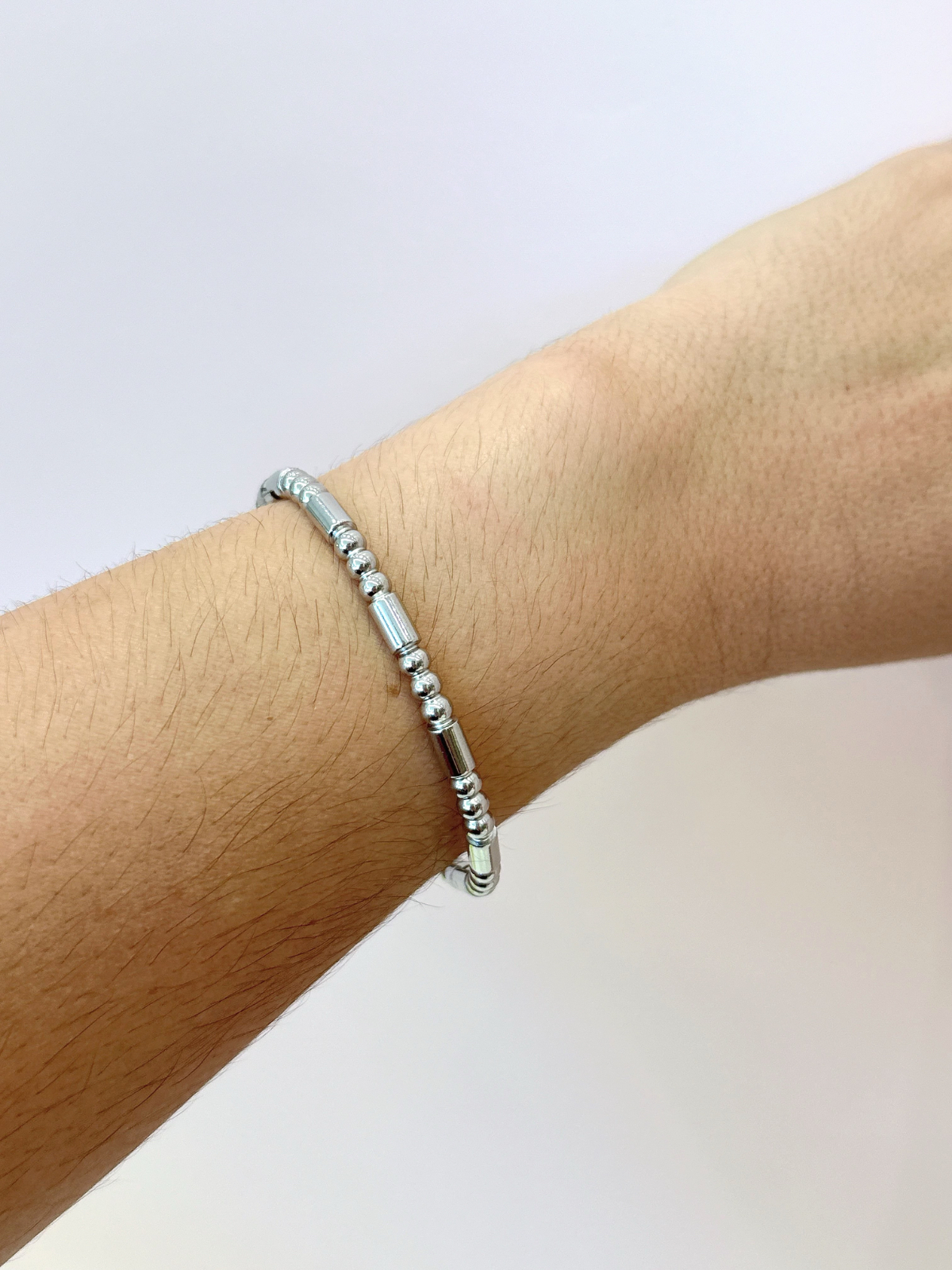 Imagem Bracelete bolinhas prata aço inox 