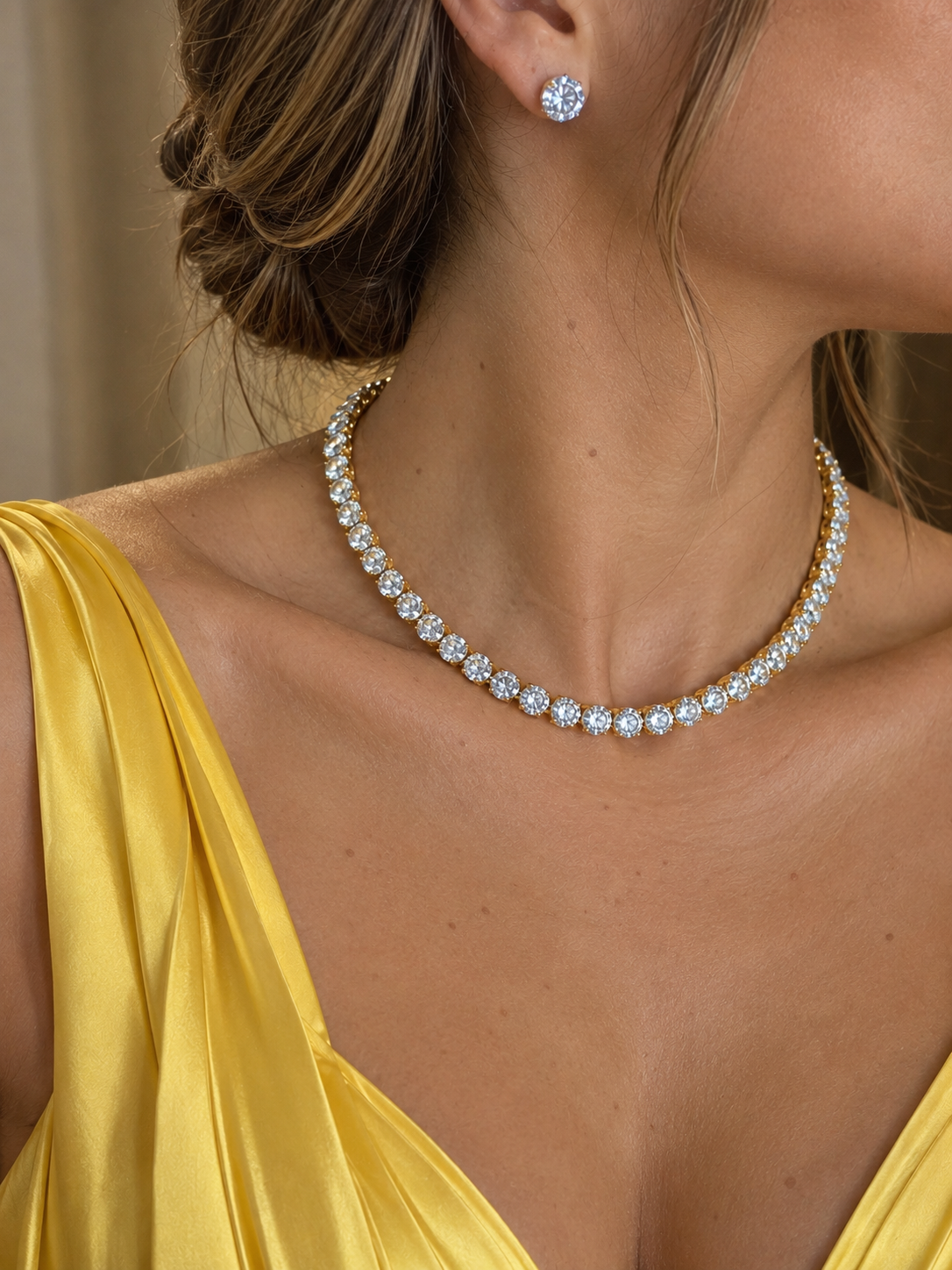Imagem Conjunto Chocker zircônias dourado