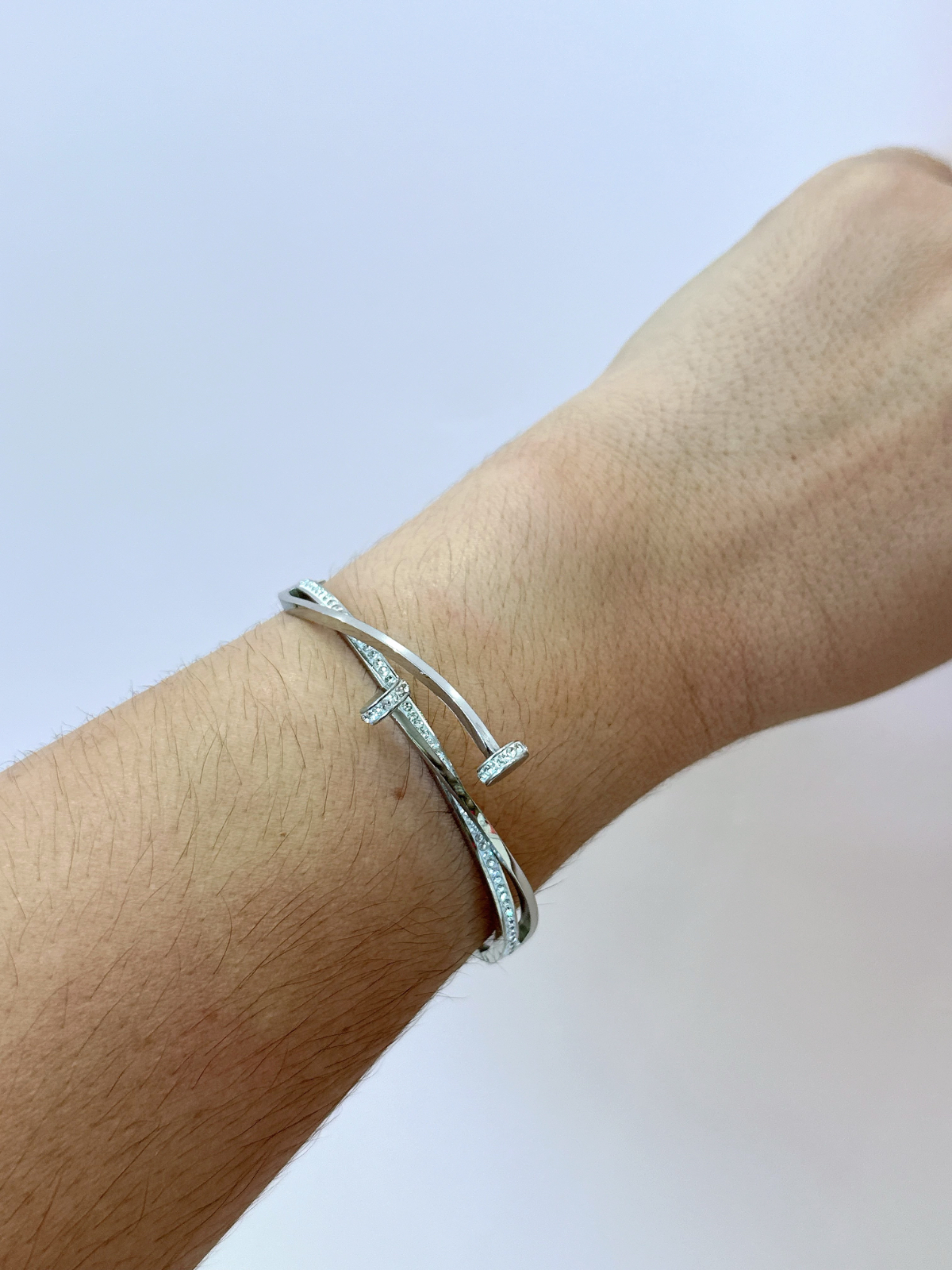 Imagem Bracelete prata prego duplo aço inox 