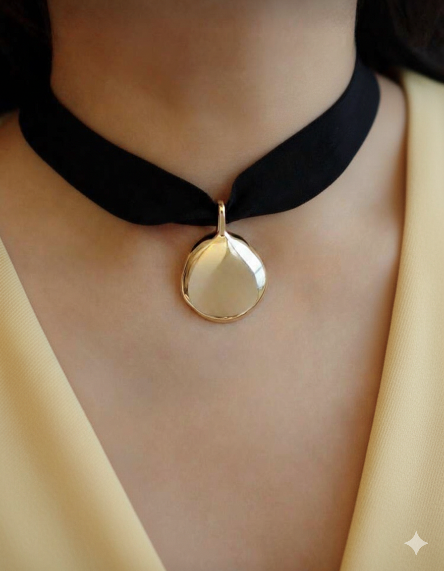 Imagem Chocker elástico pingente dourado