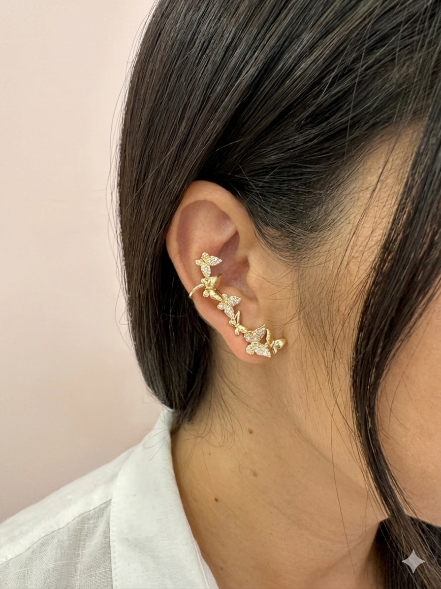 Imagem Ear Cuff borboletas dourado