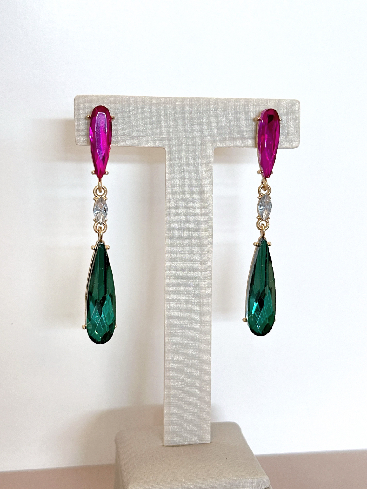 Imagem Brinco pink verde 