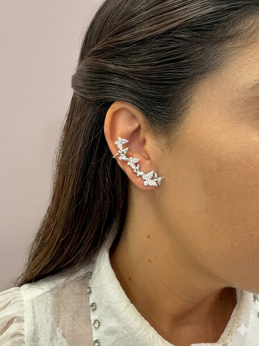 Imagem Ear Cuff borboletas prata