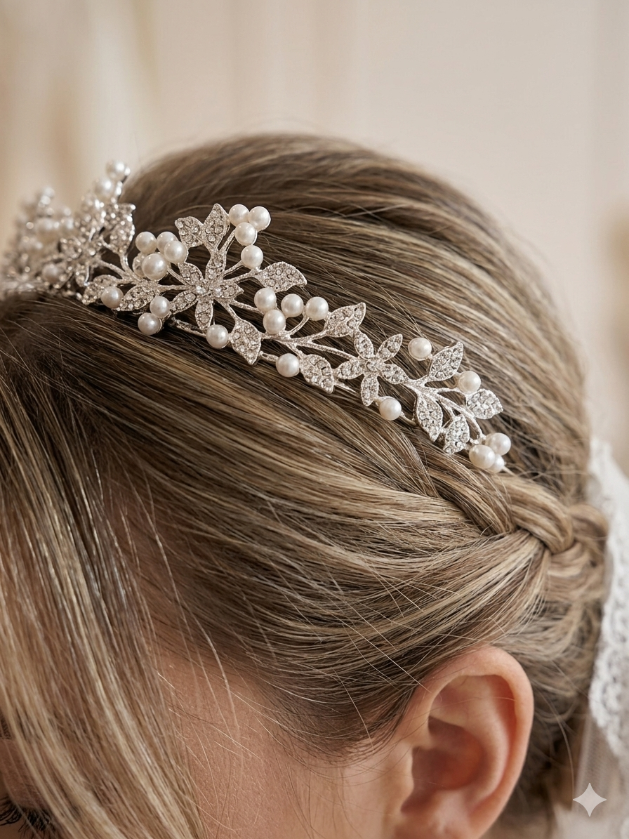 Imagem Tiara prata pérolas 