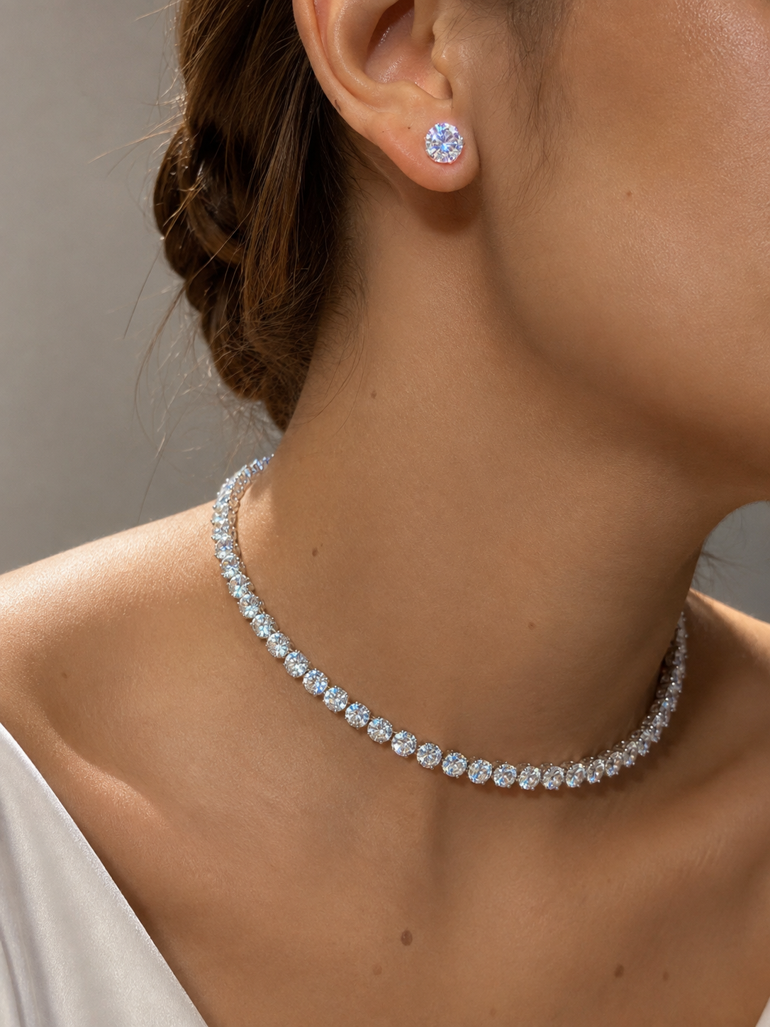 Imagem Conjunto chocker zircônias prata