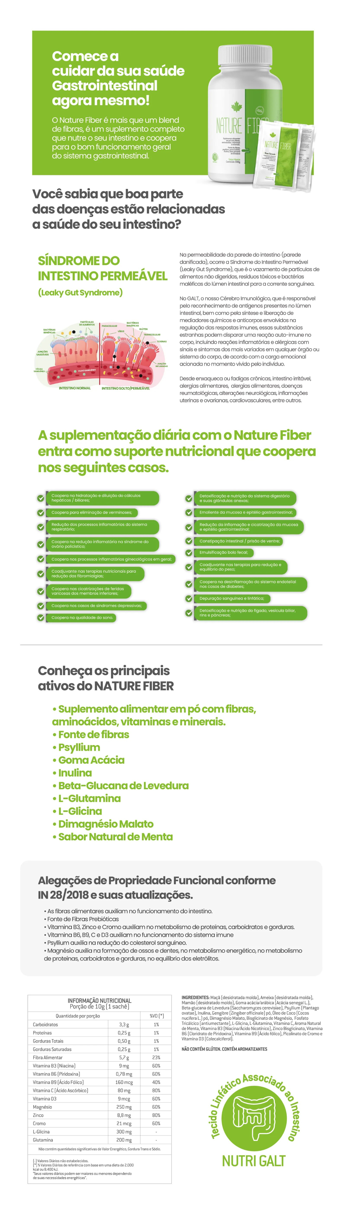 Imagem 1 Nature Fiber em Pó Sabor Menta - Nutriscience - 300g