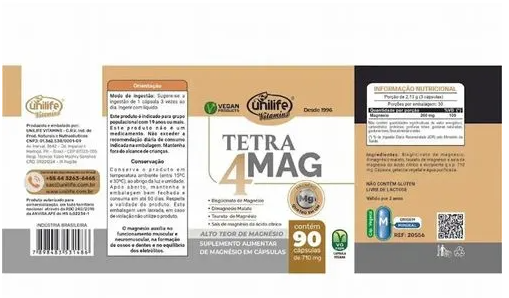 Imagem 2 Tetra 4 Mag Unilife 90 Cápsulas Sem sabor